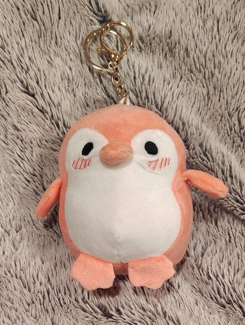 Plush Peach Penguin Keychain